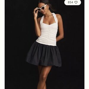 Anthropologie halter Ruched Bubble Twofer Mini Dress